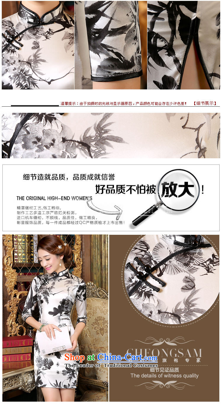 Land 2015 autumn morning new Stylish retro short, long-sleeved improved heavyweight silk cheongsam dress Nga ink Light Gray L picture, prices, brand platters! The elections are supplied in the national character of distribution, so action, buy now enjoy more preferential! As soon as possible.