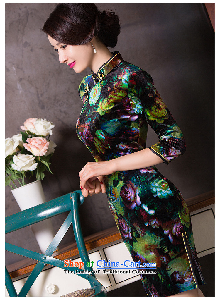 Find Sophie autumn 2015 Women's clothes improved cheongsam dress Chinese Sau San velvet collar retro seven short-sleeved qipao figure color M brand, prices, picture platters! The elections are supplied in the national character of distribution, so action, buy now enjoy more preferential! As soon as possible.