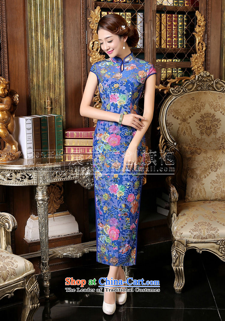 Morning spring and autumn 2015 new land improvement and Stylish retro short-sleeved long wool cheongsam dress blue green light blue L picture, prices, brand platters! The elections are supplied in the national character of distribution, so action, buy now enjoy more preferential! As soon as possible.