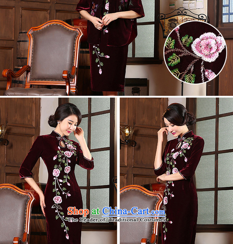 The pro-am spring and autumn 2015 new larger cheongsam with stylish retro improved mother in cuff velvet cheongsam dress in cuff 3XL picture, prices, brand platters! The elections are supplied in the national character of distribution, so action, buy now enjoy more preferential! As soon as possible.