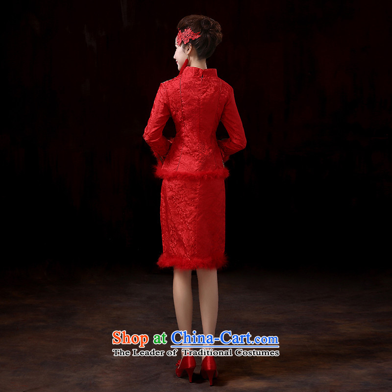 The new 2015 Fall/Winter Collections bows Service Bridal cheongsam dress Wedding Dress Short, red red , L, to sound (dayinni ni) , , , shopping on the Internet