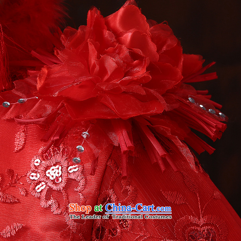 2015 new cheongsam Gross Gross for cuff shoulder adorned with flowers, Tang dynasty wedding dress bows to the lift mast qipao marriages to tone Connie M Red (dayinni) , , , shopping on the Internet