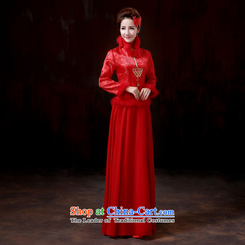 2015 new bride larger marriage wedding dresses qipao gross for autumn and winter red warm red tone, to S, dayinni) , , , shopping on the Internet