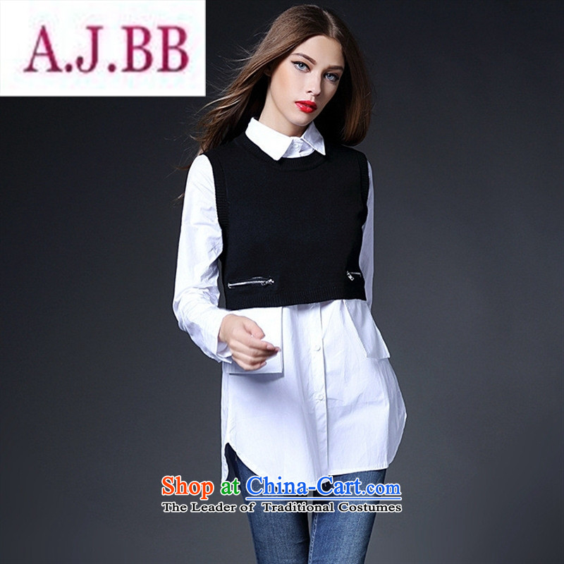Ya-ting and fashion boutiques early autumn 2015 new women's western style shirt + knitted vests two kits VA87750 GRAY M,A.J.BB,,, shopping on the Internet