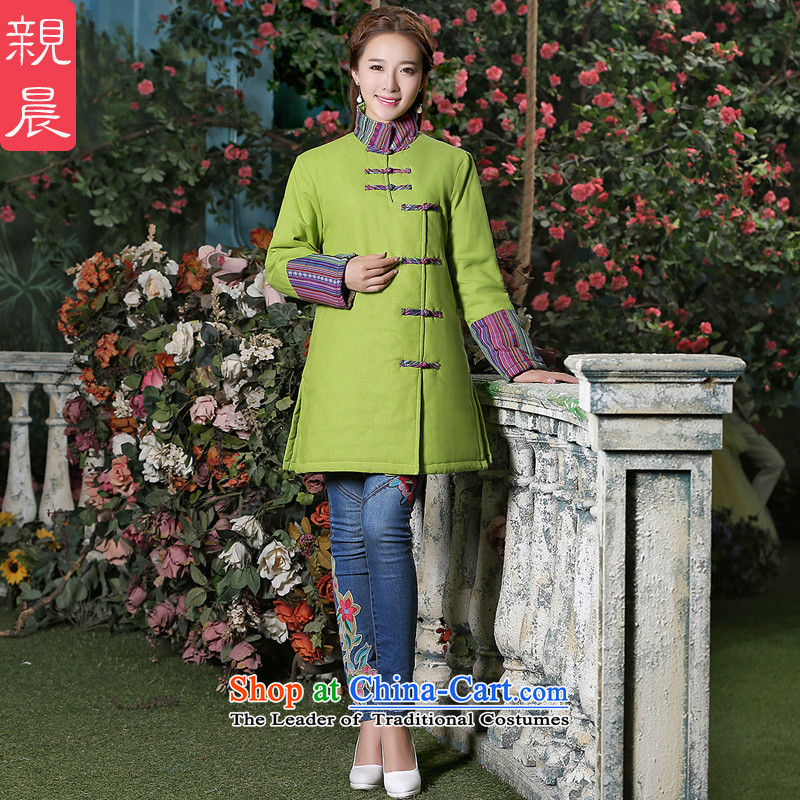 Ms. Tang improved blouses 2015 Fall/Winter Collections in new women's long long-sleeved stylish large cotton linen coat green XL, pro-am , , , shopping on the Internet