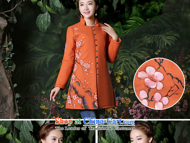 Tang dynasty women 2015 Autumn installed China wind improved long-sleeved sweater national wind jacket retro cotton linen clothes for larger orange XL Photo, prices, brand platters! The elections are supplied in the national character of distribution, so action, buy now enjoy more preferential! As soon as possible.