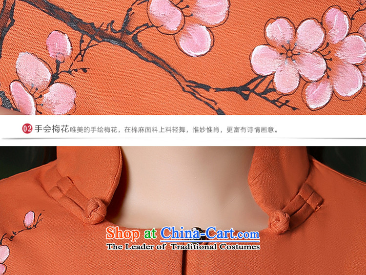 Tang dynasty women 2015 Autumn installed China wind improved long-sleeved sweater national wind jacket retro cotton linen clothes for larger orange XL Photo, prices, brand platters! The elections are supplied in the national character of distribution, so action, buy now enjoy more preferential! As soon as possible.