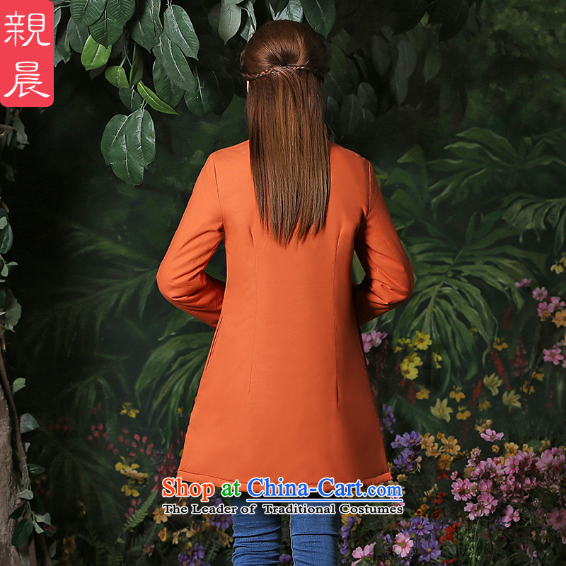 Tang dynasty women 2015 Autumn installed China wind improved long-sleeved sweater national wind jacket retro cotton linen clothes for larger orange XL, pro-am , , , shopping on the Internet
