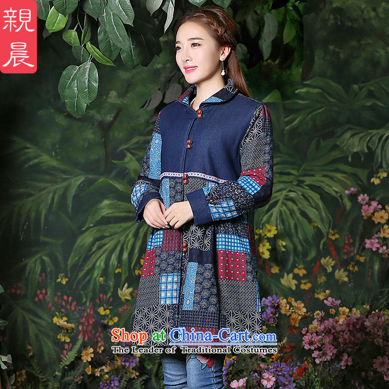 Tang dynasty women 2015 Autumn installed China wind blouses ethnic cotton linen clothes improved retro jacket large blue XL, pro-am , , , shopping on the Internet