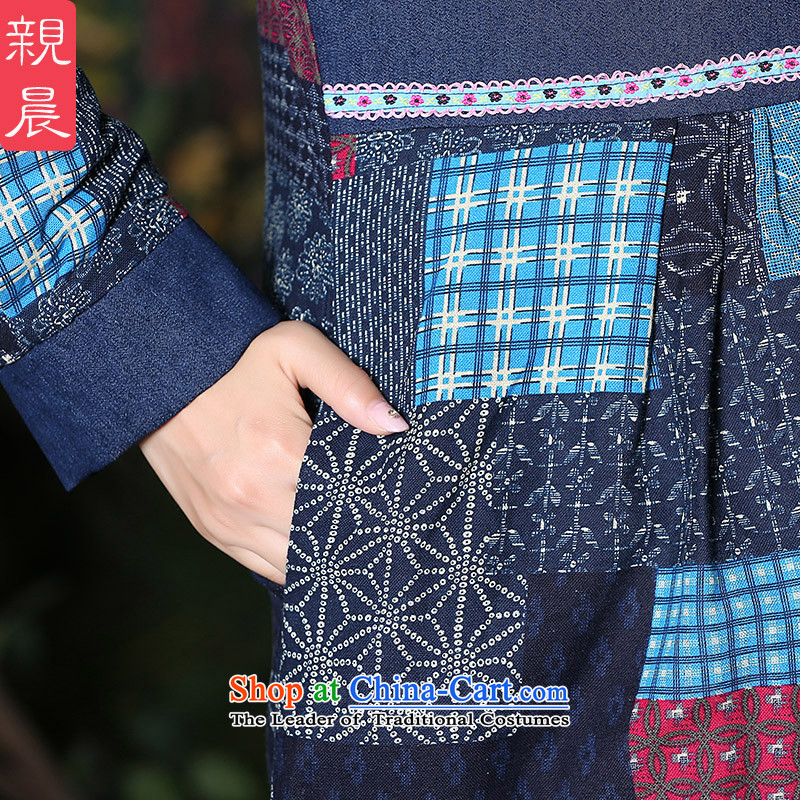 Tang dynasty women 2015 Autumn installed China wind blouses ethnic cotton linen clothes improved retro jacket large blue XL, pro-am , , , shopping on the Internet