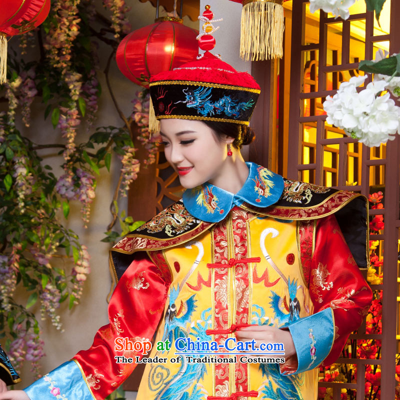 The Syrian men and women dress ancient times in the Qing Dynasty Emperor dragon robe Queen Apparel Pack the Tsar Qing Emperor robes of the dragon, clothing Zerubbabel Light Blue Photo building are suitable for time code 160-175cm, Syrian shopping on the I