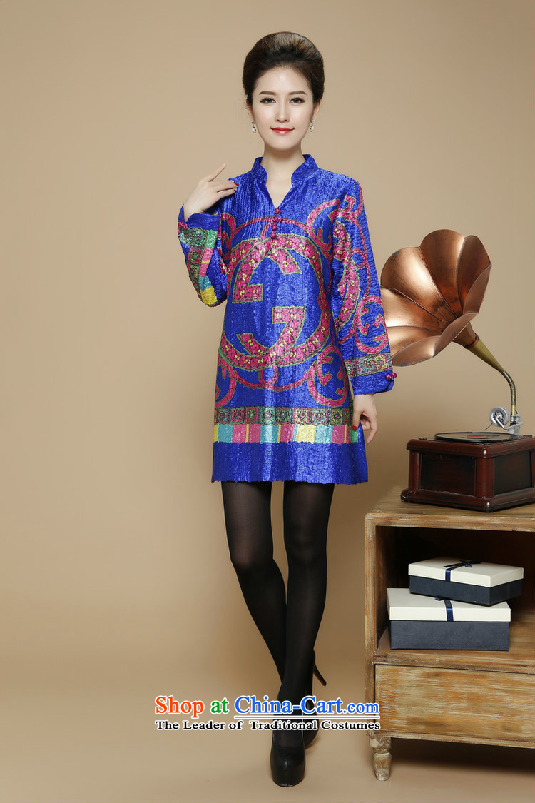 The Taliban Slobodan 2015 new products in older creases MOM pack dresses Tang dynasty new products in the autumn of older women's blue XL Photo, prices, brand platters! The elections are supplied in the national character of distribution, so action, buy now enjoy more preferential! As soon as possible.