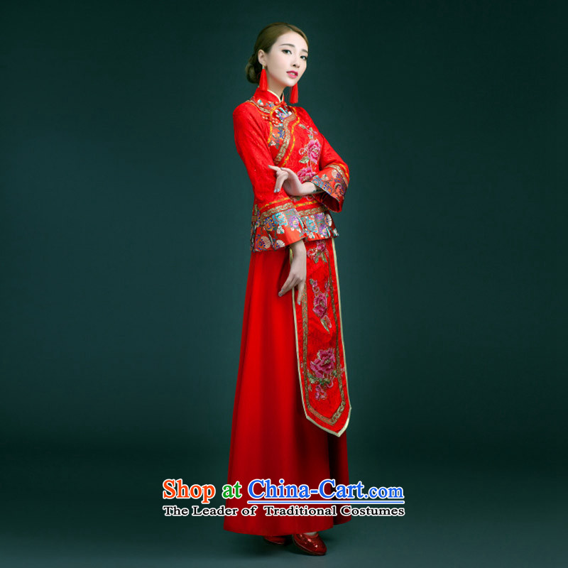 The Syrian-soo wo service hour 2015 new wedding dress bows to the autumn and winter, Chinese style wedding dresses and Phoenix use red bridal time S, Syria has been pressed shopping on the Internet