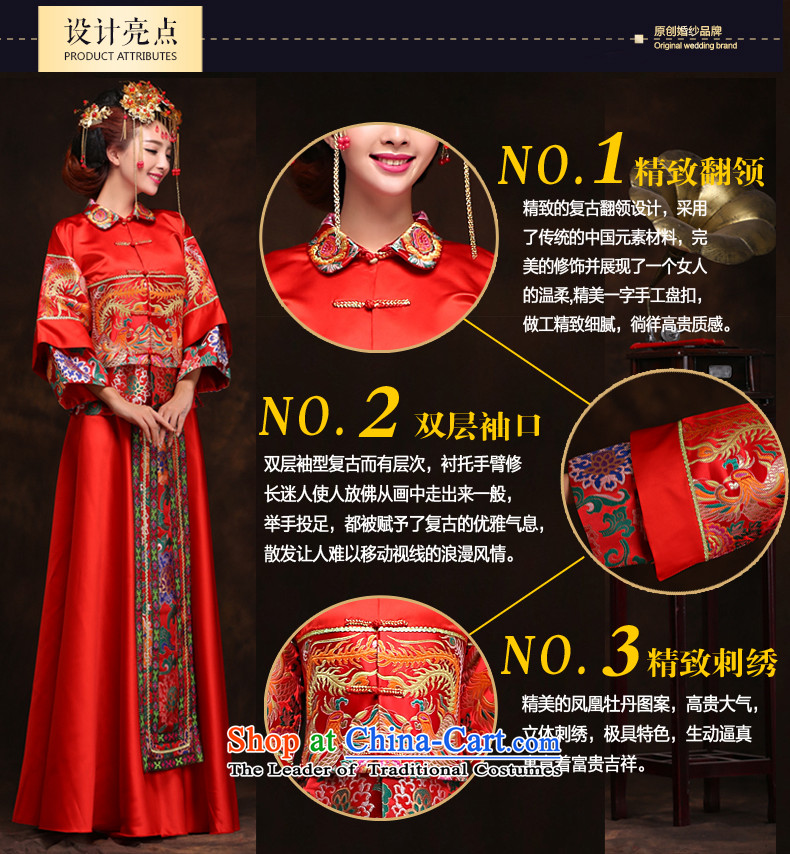 Time Syrian Chinese style wedding-soo wedding gown Wo Service Bridal pregnant women married long-sleeved red qipao gown longfeng use toasting champagne costume RED M picture, prices, brand platters! The elections are supplied in the national character of distribution, so action, buy now enjoy more preferential! As soon as possible.