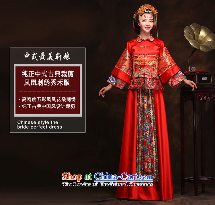Time Syrian Chinese style wedding-soo wedding gown Wo Service Bridal pregnant women married long-sleeved red qipao gown longfeng use toasting champagne costume RED M picture, prices, brand platters! The elections are supplied in the national character of distribution, so action, buy now enjoy more preferential! As soon as possible.