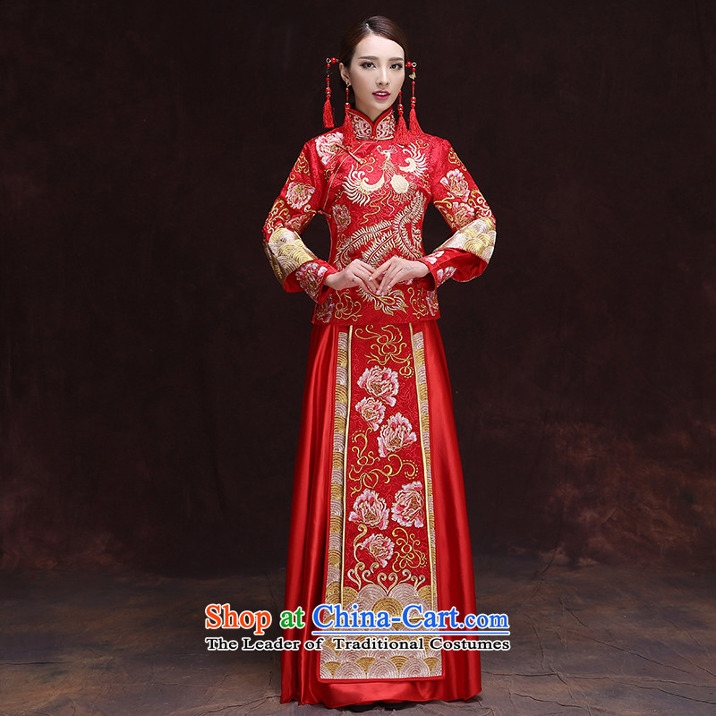 Time Syrian Chinese style wedding dresses wedding gown red marriages bows wedding dresses-soo summer services wo service use RED M, the dragon retro time Syrian shopping on the Internet has been pressed.