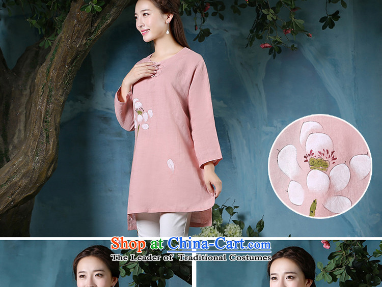 Ms. Tang dynasty morning pro-pack Everyday retro relaxd autumn large long-sleeved cotton linen, improvement of qipao short Chinese pink shirt + North Pattaya Elisabeth embroidered white trousers M picture, prices, brand platters! The elections are supplied in the national character of distribution, so action, buy now enjoy more preferential! As soon as possible.