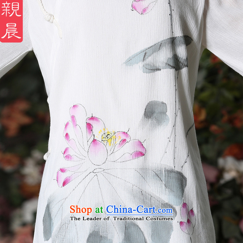 The pro-am improved day-to-day 2015 New Chinese Tang dynasty in the autumn long cotton linen Couture fashion cheongsam shirt white 7 sleeves, pro-am , , , Code shopping on the Internet