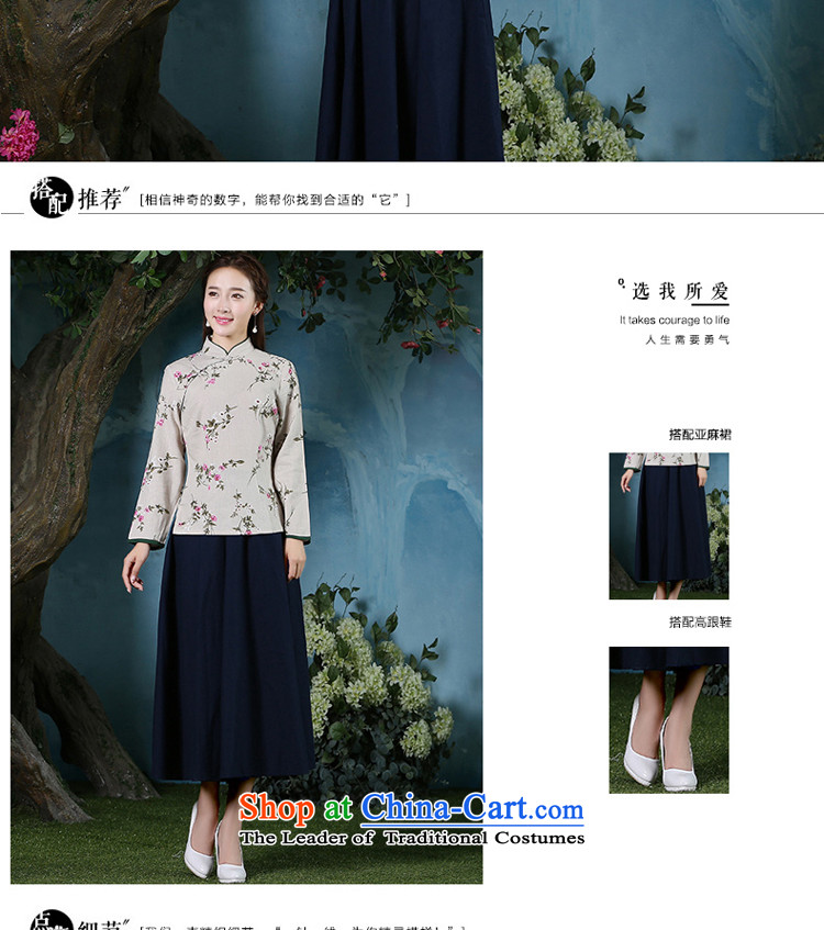 The pro-am qipao shirt new improved stylish 2015 Fall/Winter Collections, day-to-day long-sleeved cotton linen antique dresses shirt + Hong Kong navy blue long skirt L picture, prices, brand platters! The elections are supplied in the national character of distribution, so action, buy now enjoy more preferential! As soon as possible.