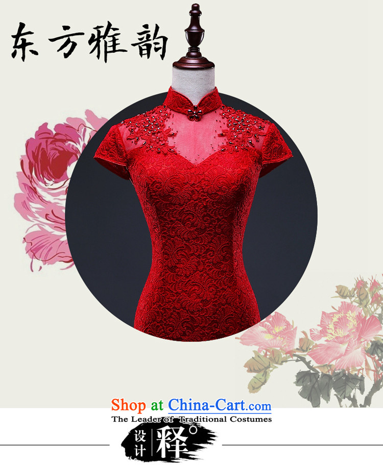 Hillo XILUOSHA) Lisa (bride lace marriage cheongsam long red crowsfoot bows stylish service 