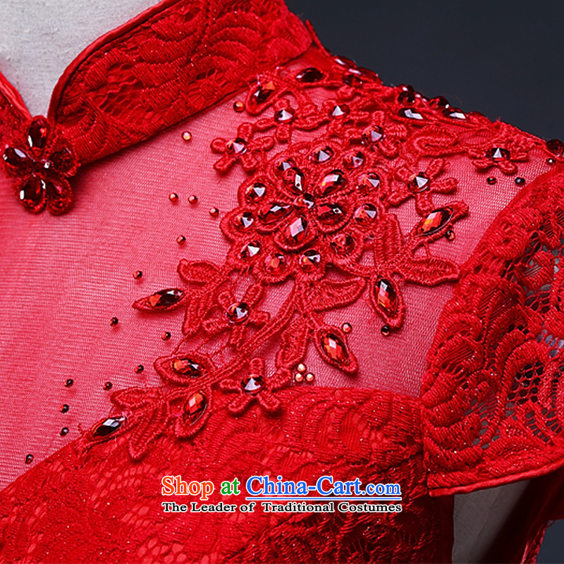 Hillo XILUOSHA) Lisa (bride lace marriage cheongsam long red crowsfoot bows stylish service     Chinese Dress 2015 New Red S HILLO Lisa (XILUOSHA) , , , shopping on the Internet