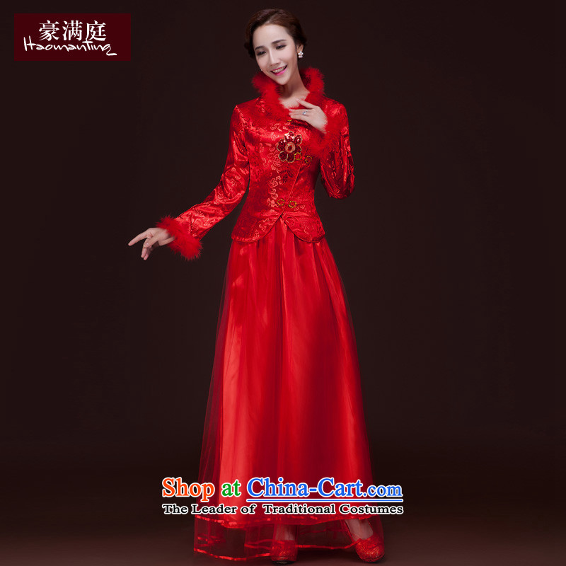 2015 WINTER new service bridal dresses bows long marriage Sau San China wind qipao red improved long-sleeved red XL, Ho full Chamber , , , shopping on the Internet