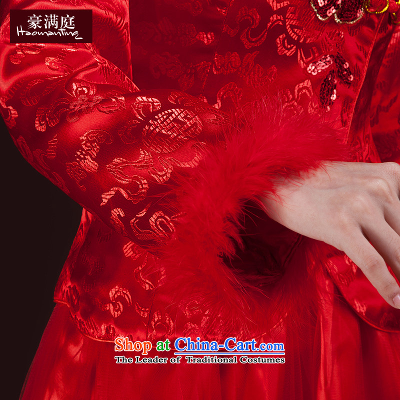2015 WINTER new service bridal dresses bows long marriage Sau San China wind qipao red improved long-sleeved red XL, Ho full Chamber , , , shopping on the Internet