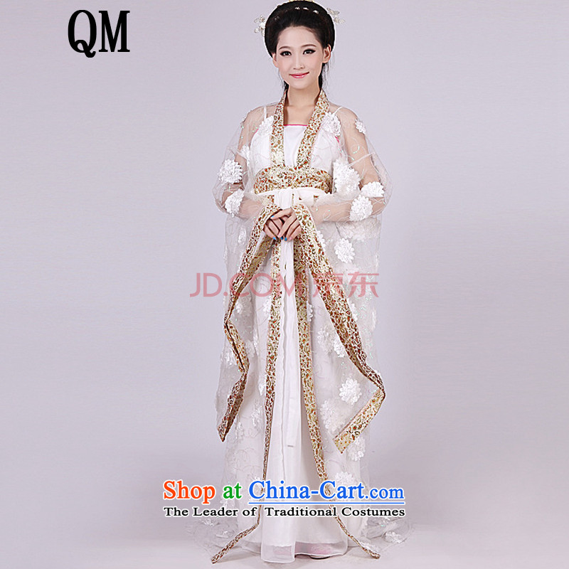 The end of the Tang dynasty costume light Han-Queen's tail Gwi-clothing fairies ancient costumes high collar on-chip mounted female?CX8 Gwi-?white are code