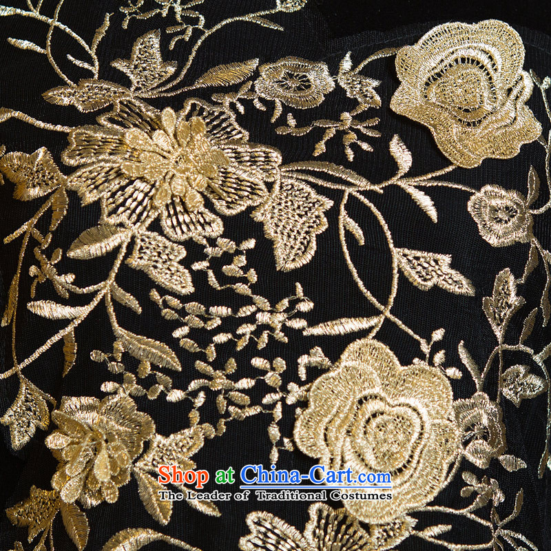 Eason Chan point cheongsam dress 2015 new fall inside the seven long-sleeved stylish Chinese embroidery mother with improved velvet black XXXL, Eason Chan point , , , shopping on the Internet