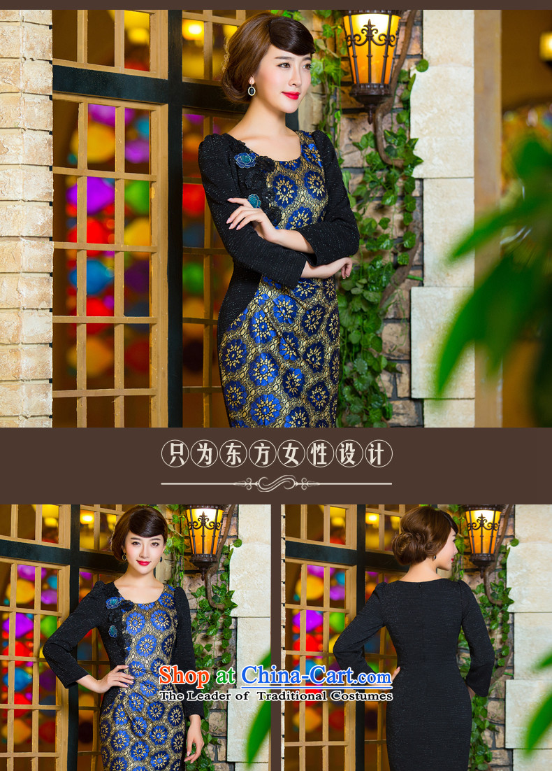 Eason Chan Chiu, skirts qipao point 2015 new products long-sleeved stylish ethnic Chinese improved Tang Gown wedding dresses blue XXL load mother picture, prices, brand platters! The elections are supplied in the national character of distribution, so action, buy now enjoy more preferential! As soon as possible.