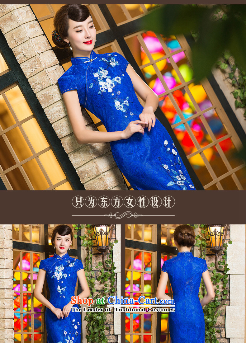 Eason Chan Chiu, skirts qipao point 2015 new products Lace Embroidery Tang Dynasty Chinese ethnic bride wedding dresses blue S mother with pictures, prices, brand platters! The elections are supplied in the national character of distribution, so action, buy now enjoy more preferential! As soon as possible.