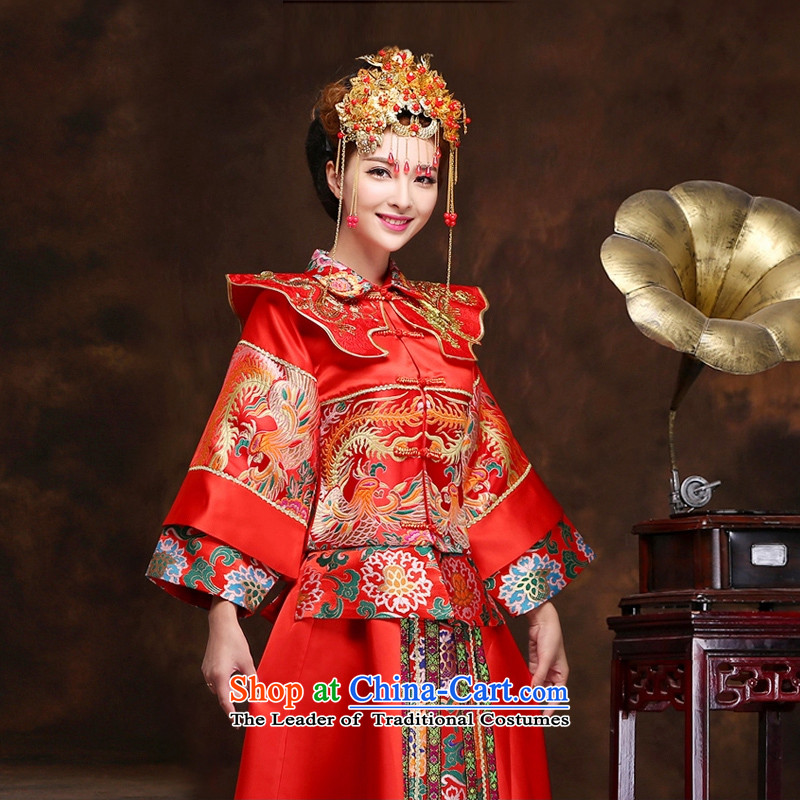 Miss Cyd Wo Service Time Syrian Chinese wedding dress bridal dresses red bows wedding dress retro qipao 2015 New Sau kimono?M