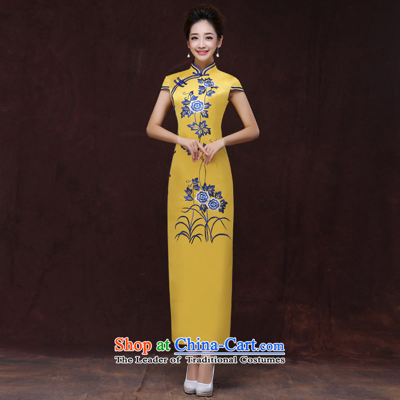 The knot True Love 2015 Summer new long Olympic qipao gown activities embroidery hotel courtesy service performances service etiquette white S Chengjia True Love , , , shopping on the Internet