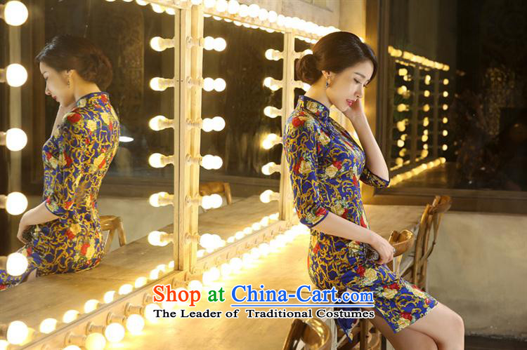 Mano-hwan's qipao in cuff cheongsam dress royal blue XXL picture, prices, brand platters! The elections are supplied in the national character of distribution, so action, buy now enjoy more preferential! As soon as possible.