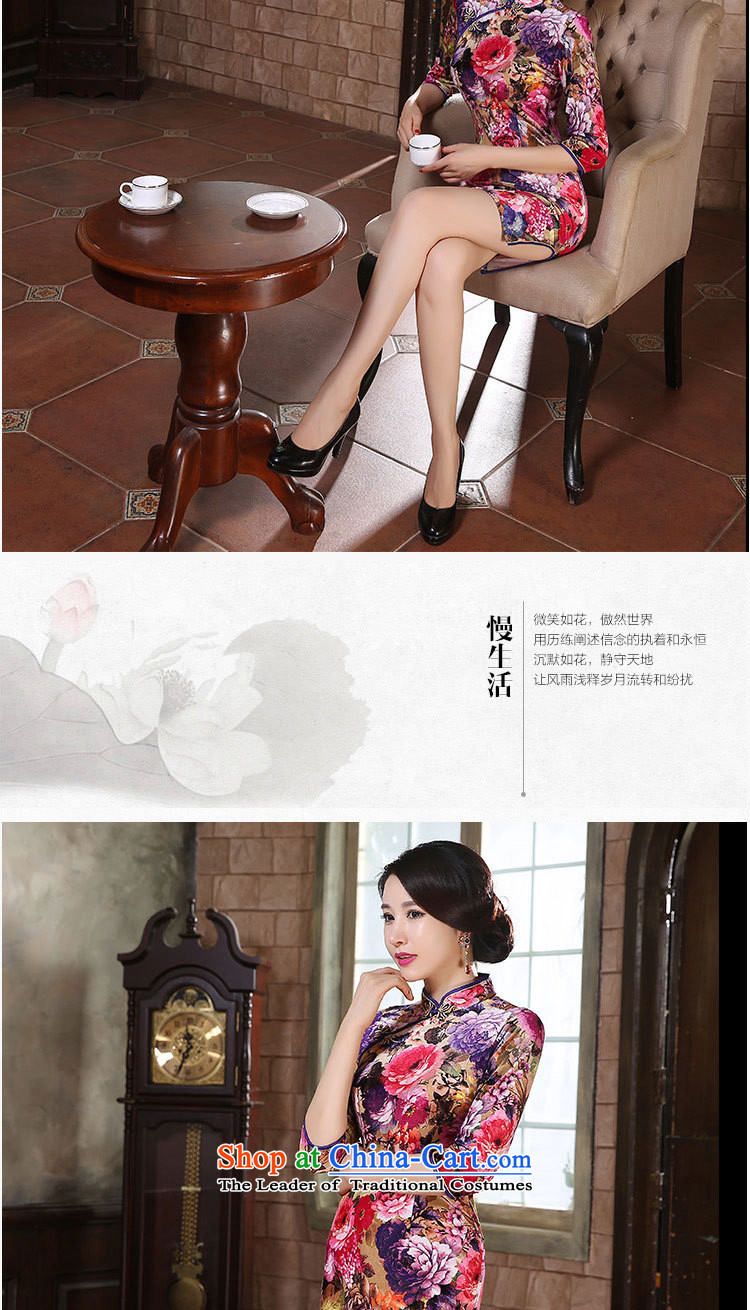 Mano-hwan's cheongsam dress 2015 new fall in cuff qipao Kim velvet skirt fashion in the improvement of elderly mother with large picture XL purple, prices, brand platters! The elections are supplied in the national character of distribution, so action, buy now enjoy more preferential! As soon as possible.