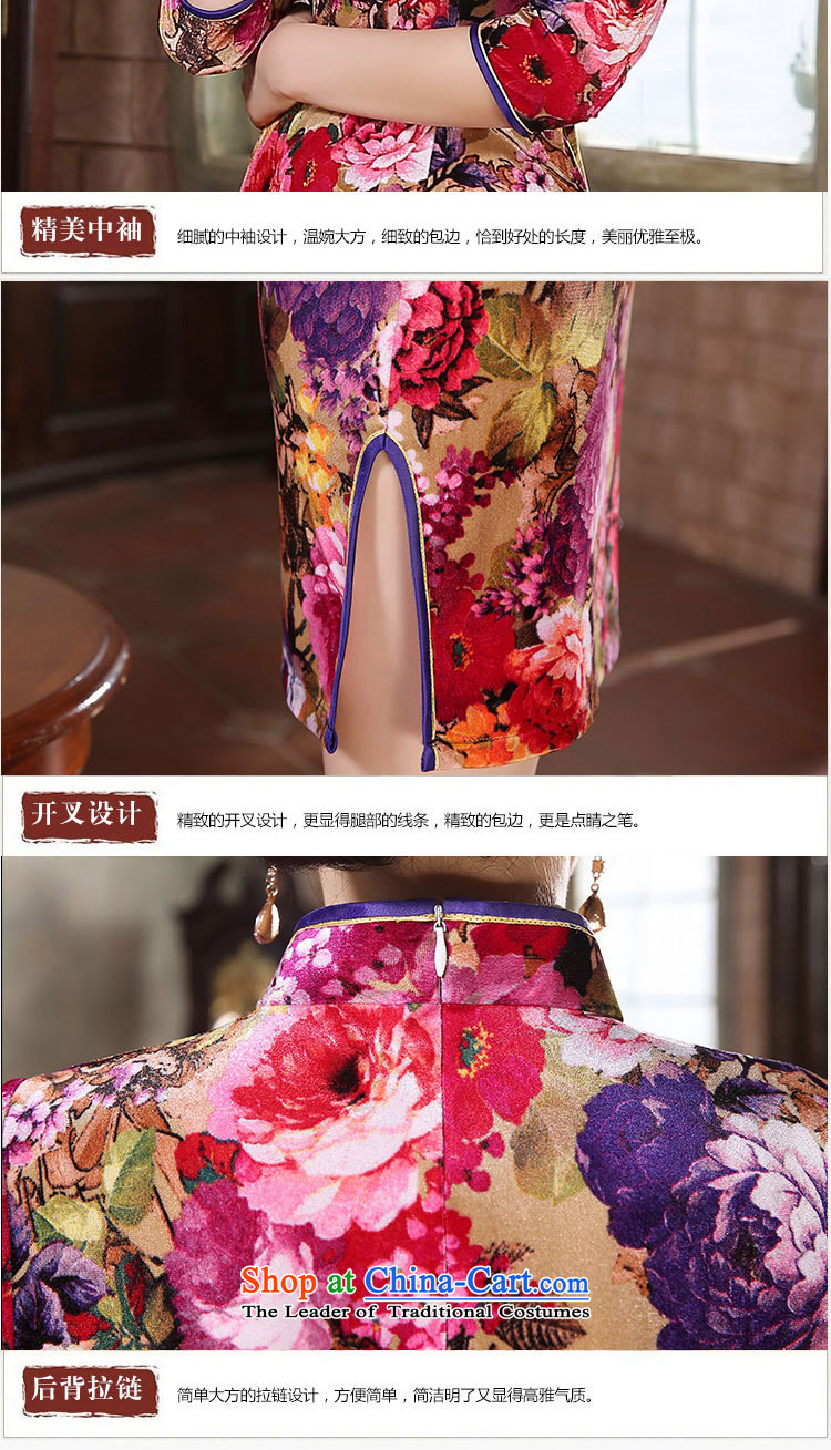 Mano-hwan's cheongsam dress 2015 new fall in cuff qipao Kim velvet skirt fashion in the improvement of elderly mother with large picture XL purple, prices, brand platters! The elections are supplied in the national character of distribution, so action, buy now enjoy more preferential! As soon as possible.
