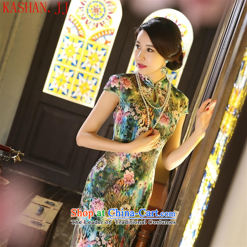 Mano-hwan's qipao summer and fall of Chinese New improved long-Day Banquet velvet gown stage shows green-tail flower S, Susan Sarandon bandying (KASHAN.JJ card) , , , shopping on the Internet