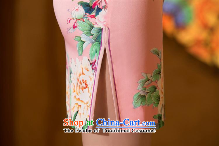 Mano-hwan's summer New Silk Cheongsam Stylish retro improved daily short cheongsam dress temperament and sexy Sau San pink color graphics thin M pictures, prices, brand platters! The elections are supplied in the national character of distribution, so action, buy now enjoy more preferential! As soon as possible.
