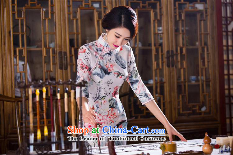 Mano-hwan's 2015 improvement qipao cheongsam dress cuff new stylish retro fitted qipao improved Ms. Qiu cheongsam dress figure L picture, prices, brand platters! The elections are supplied in the national character of distribution, so action, buy now enjoy more preferential! As soon as possible.
