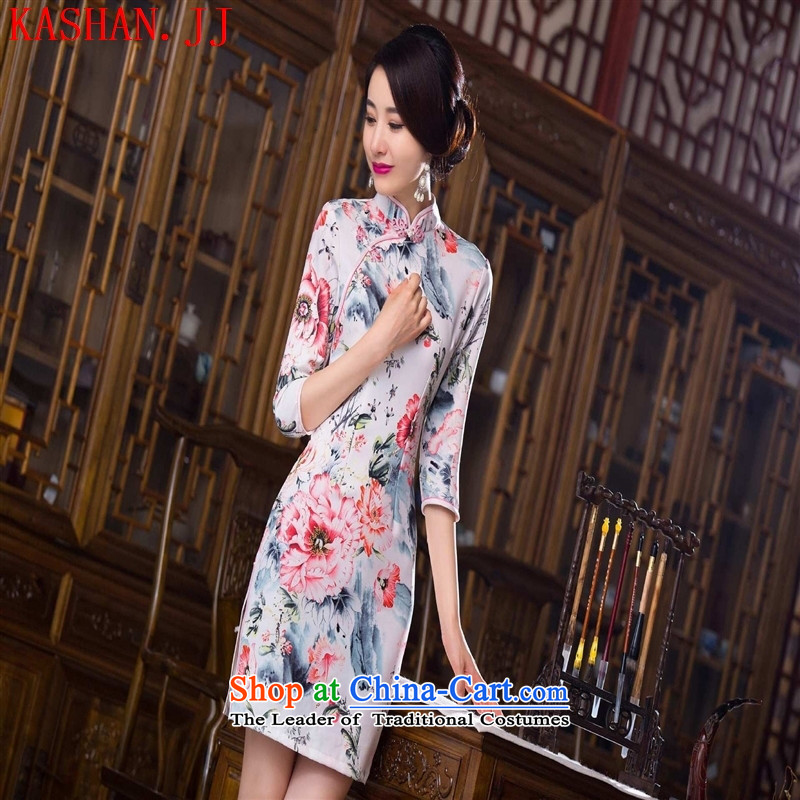 Mano-hwan's 2015 improvement qipao cheongsam dress cuff new stylish retro fitted qipao improved Ms. Qiu cheongsam dress figure , L, Susan Sarandon Zaoyuan (KASHAN.JJ card) , , , shopping on the Internet