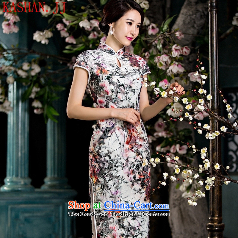 Mano-hwan's new double-cashmere long qipao daily Popular national wind female graphics thin ethnic performances cheongsam long facade M Card Shan (KASHAN.JJ CHRISTMASTIME) , , , shopping on the Internet