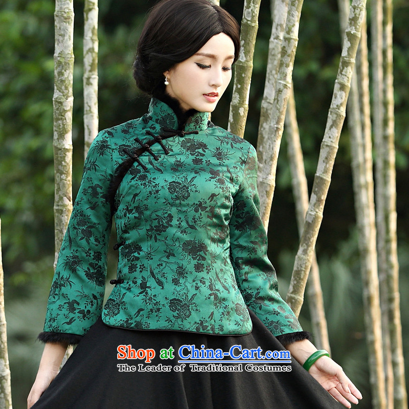 Chinese New Year 2015 Classic Serb President Tang dynasty fashion clothes spring winter coats of Chinese cotton retro improvements folder Han- XL, ethnic Chinese classics green (HUAZUJINGDIAN) , , , shopping on the Internet