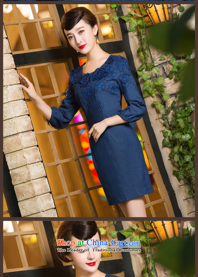 Eason Chan point cheongsam dress autumn 2015 new boxed 7 cuff stylish graphics thin improved girls Sau San daily cowboy dresses dark blue XL Photo, prices, brand platters! The elections are supplied in the national character of distribution, so action, buy now enjoy more preferential! As soon as possible.
