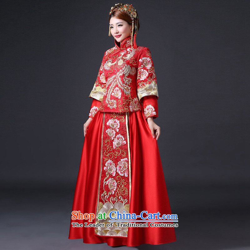 Sau Wo Service 2015 new bride dress long serving Chinese qipao bows wedding longfeng use the wedding dress in female red retro XL, Lena (YILAINA) , , , shopping on the Internet