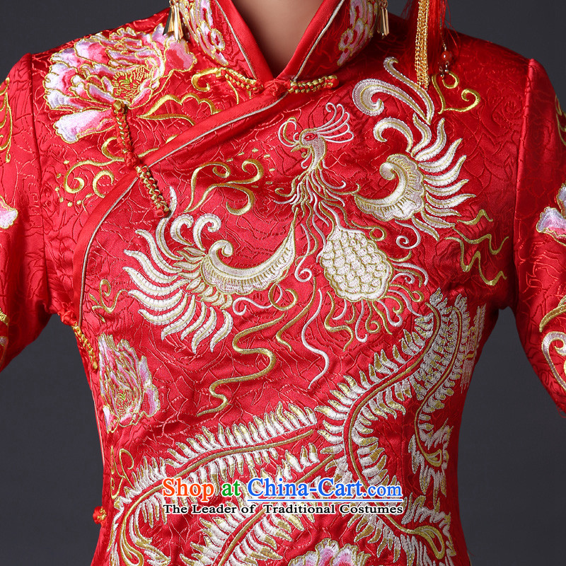 Sau Wo Service 2015 new bride dress long serving Chinese qipao bows wedding longfeng use the wedding dress in female red retro XL, Lena (YILAINA) , , , shopping on the Internet