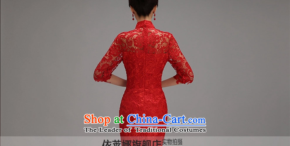 2015 new bride services qipao summer short bows of wedding dress lace Sau San Chinese cheongsam dress female RED M picture, prices, brand platters! The elections are supplied in the national character of distribution, so action, buy now enjoy more preferential! As soon as possible.