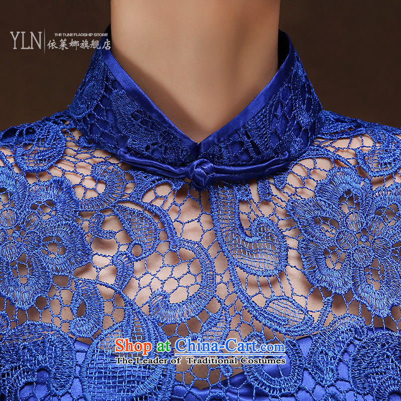 2015 new bride services qipao summer short bows of wedding dress lace Sau San Chinese cheongsam dress according to M Red female Lena (YILAINA) , , , shopping on the Internet