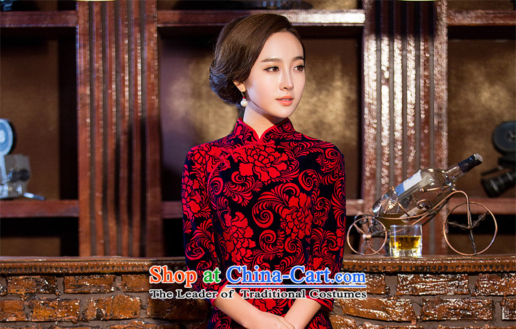 Time Syrian  2015 Fall/Winter Collections New Stylish retro in style qipao suit long-sleeved mother qipao 7 daily cheongsam dress red XXL picture, prices, brand platters! The elections are supplied in the national character of distribution, so action, buy now enjoy more preferential! As soon as possible.