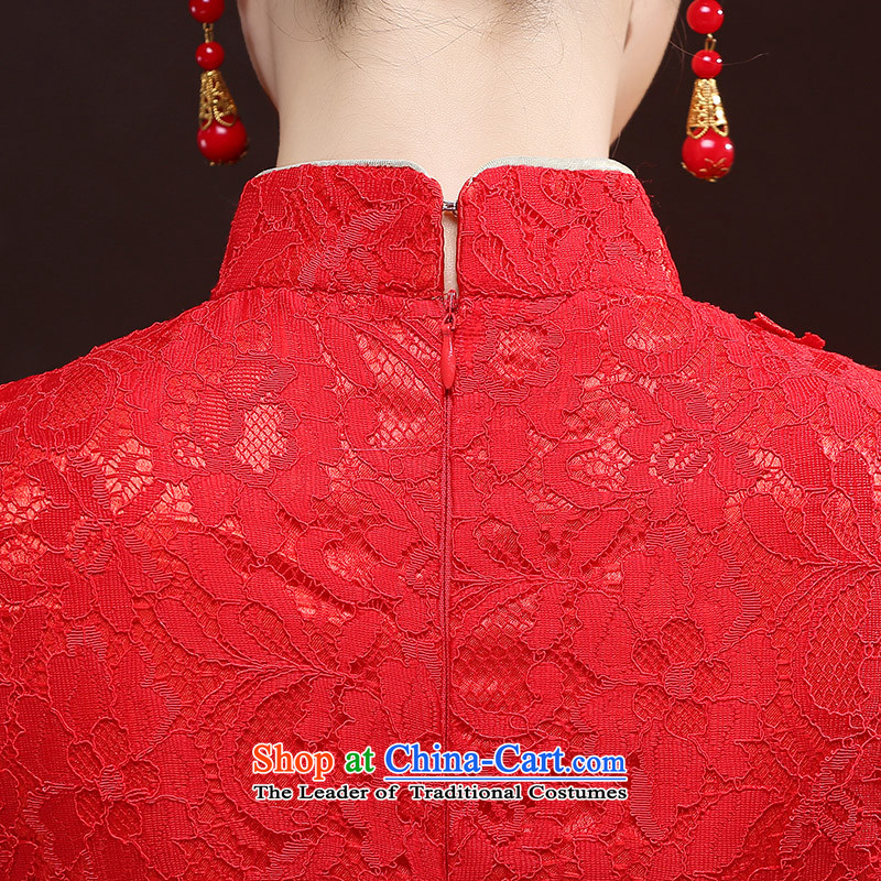 2015 new bride wedding dress cheongsam red bows to Chinese wedding Tang Dynasty Show Wo Service Long Female Red M in autumn Lena (YILAINA) , , , shopping on the Internet