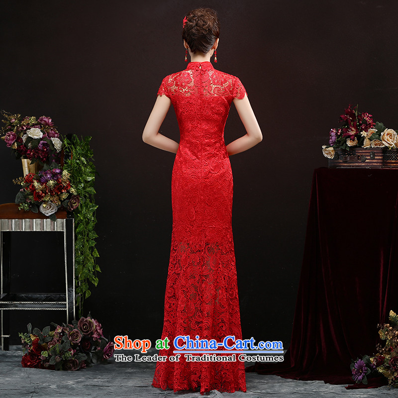 Toasting champagne served cheongsam dress 2015 new wedding dresses red long of Chinese wedding dress autumn girl brides red XL, in accordance with the Lena (YILAINA) , , , shopping on the Internet